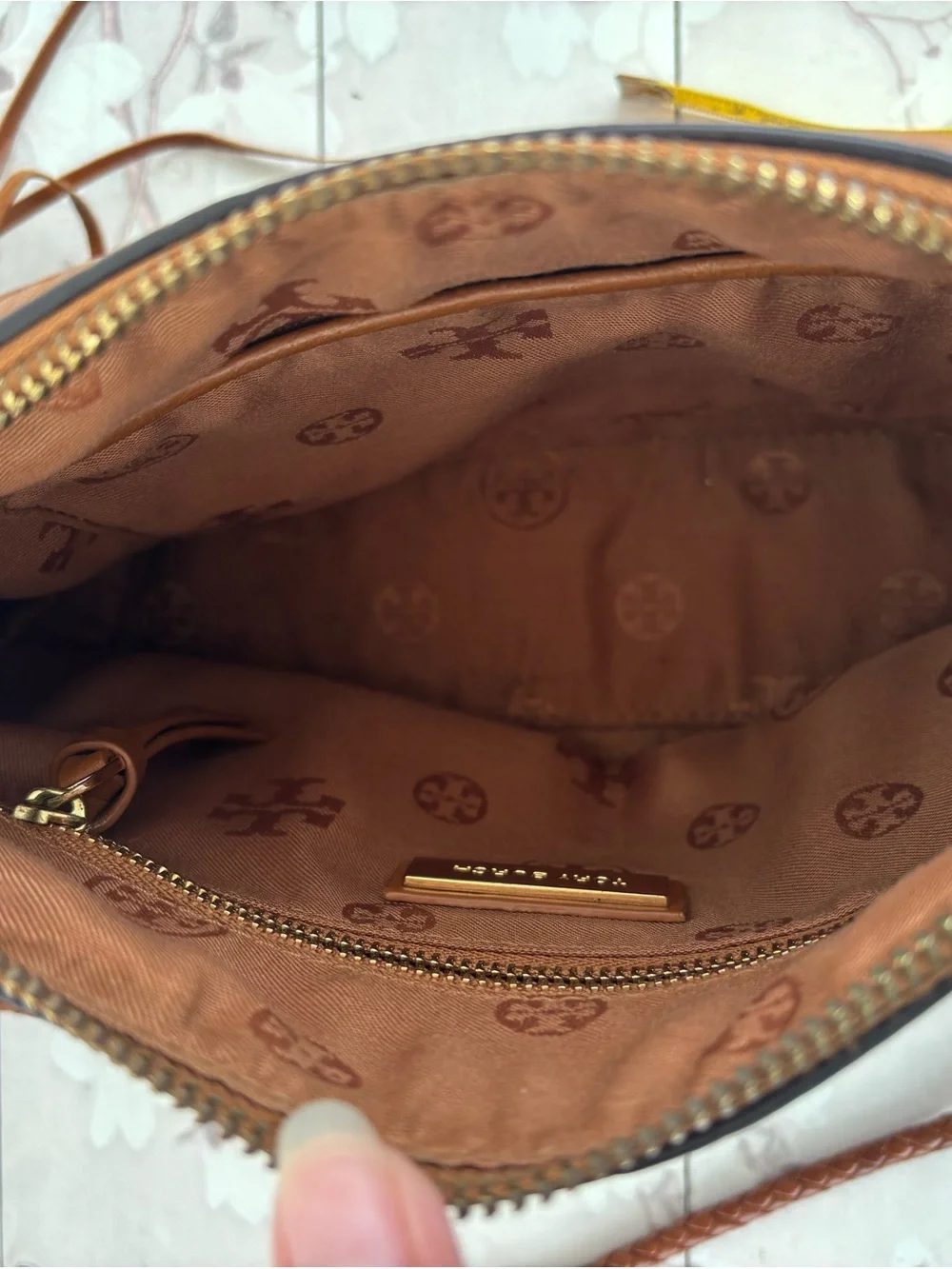 Tory Burch Cognac Leather Crossbody with Tassel